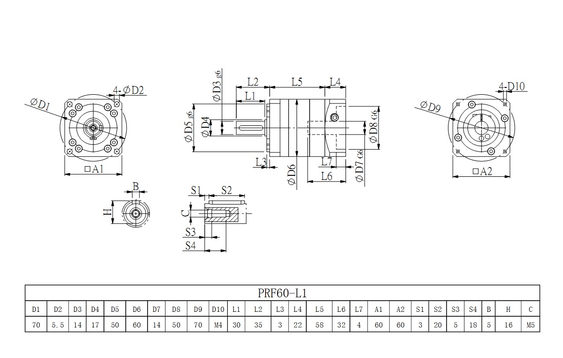 PRF60_L1系列伺服減速機(jī)圖紙 PRF60_L1系列伺服減速機(jī)圖紙