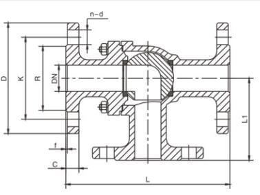 Q44F手動(dòng)L型三通球閥、T型球閥外形結(jié)構(gòu)圖